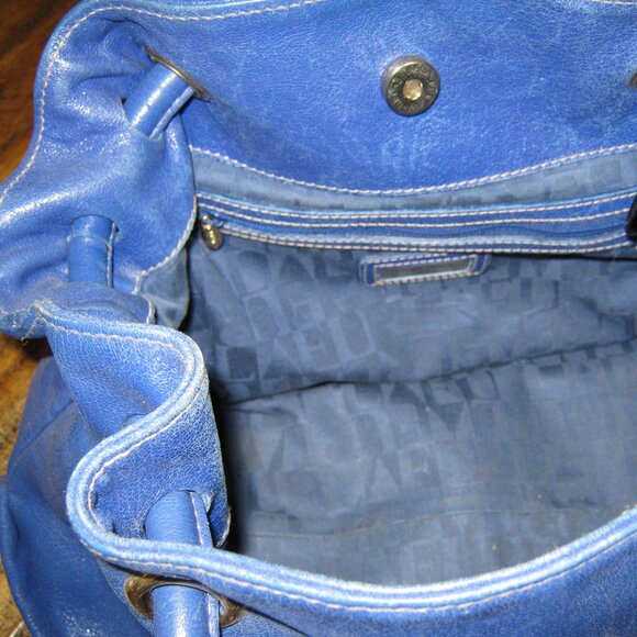 Furla Cobalt Blue Leather Handbag Purse - Picture 8 of 11